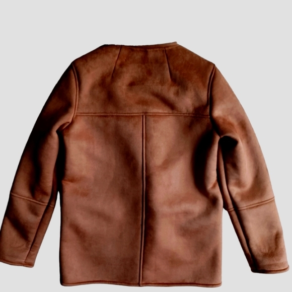 Stradivarius warm brown faux suede buttery soft coat sz S - Picture 7 of 8